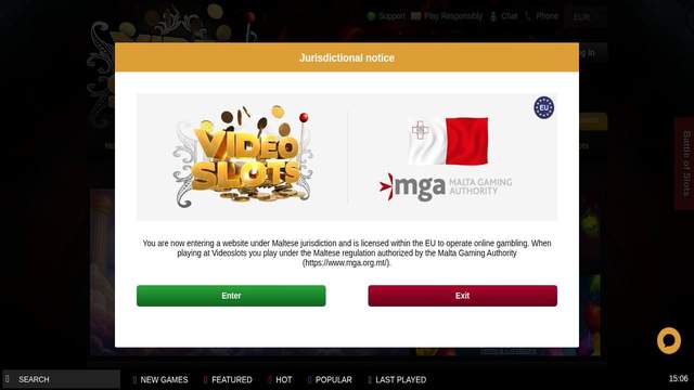 Videoslots casino screenshot